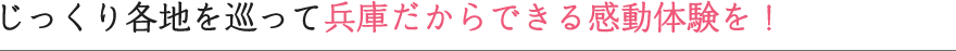 じっくり各地を巡って兵庫だからできる感動体験を！