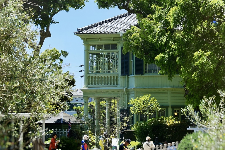 The area's buildings have a variety of designs and colors, giving the area a unique look 