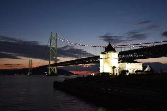 明石海峡大橋（夕日）